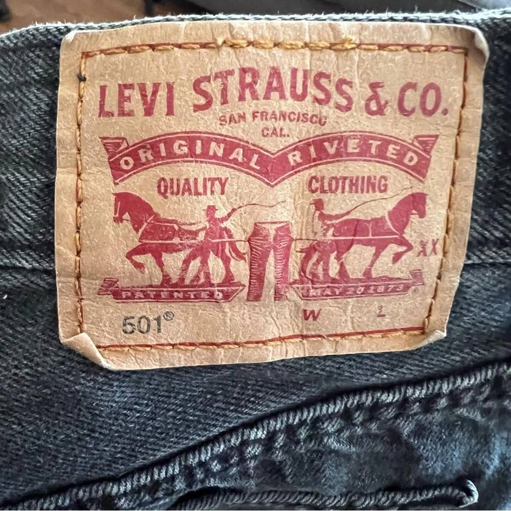 Levi's 501 Original Cutoff Denim Shorts in a faded black wash, high-rise waist